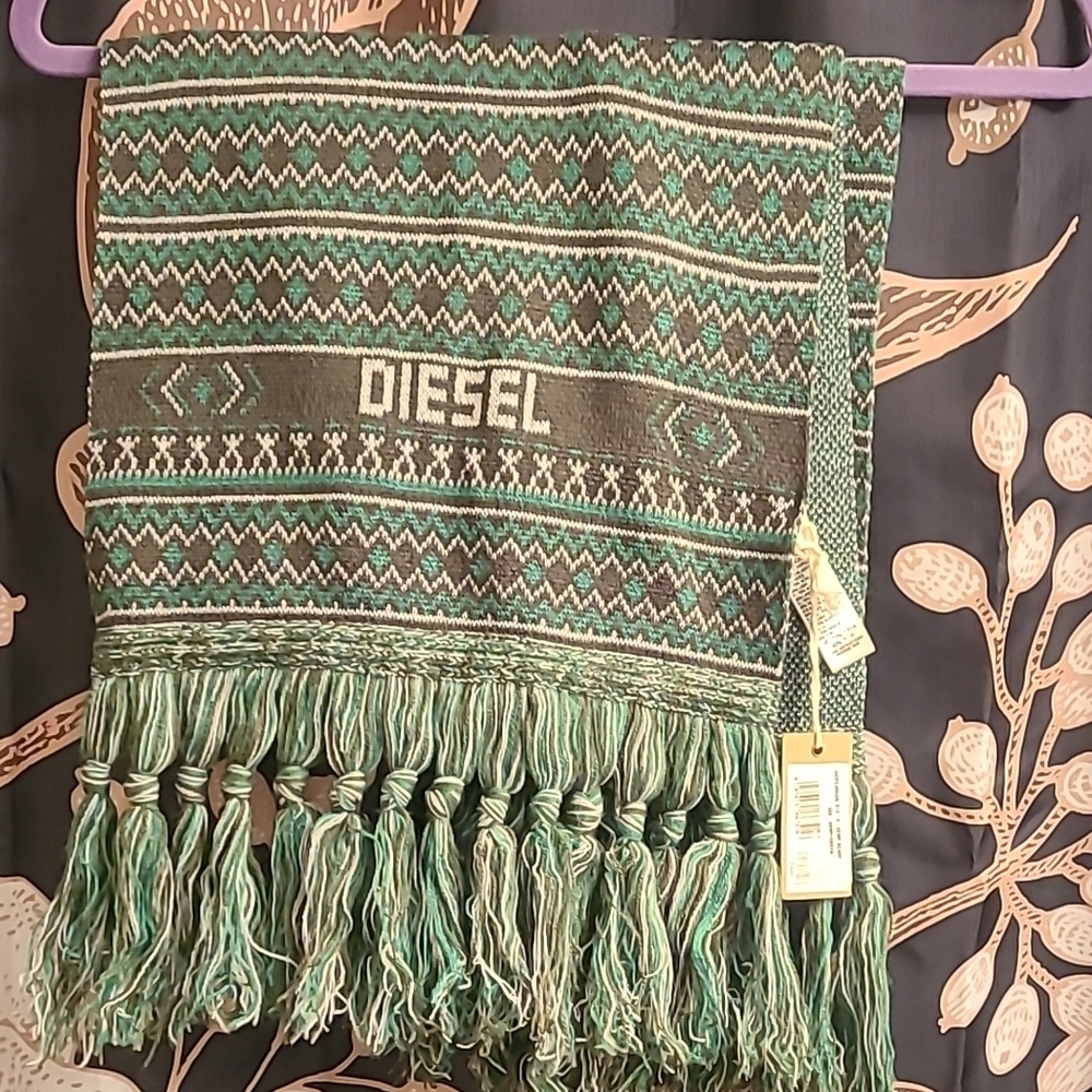 Diesel Green Patterned Scarf